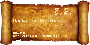 Bartalics Romulusz névjegykártya